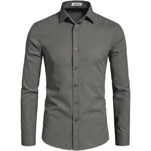 Men's Long Sleeve Button Up Shirts Solid Slim Fit Casual Formal Dress Shirt